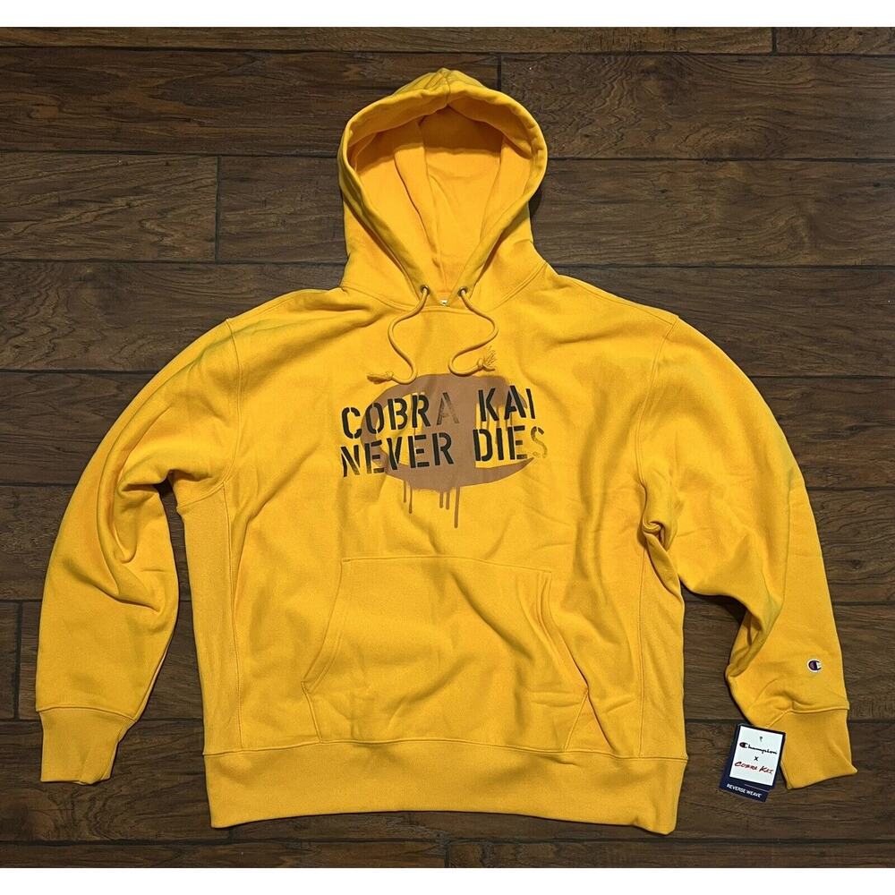 CHAMPION x Cobra Kai Reverse Weave Hoodie Sz S SMALL NEVER DIES Karate Kid Dojo